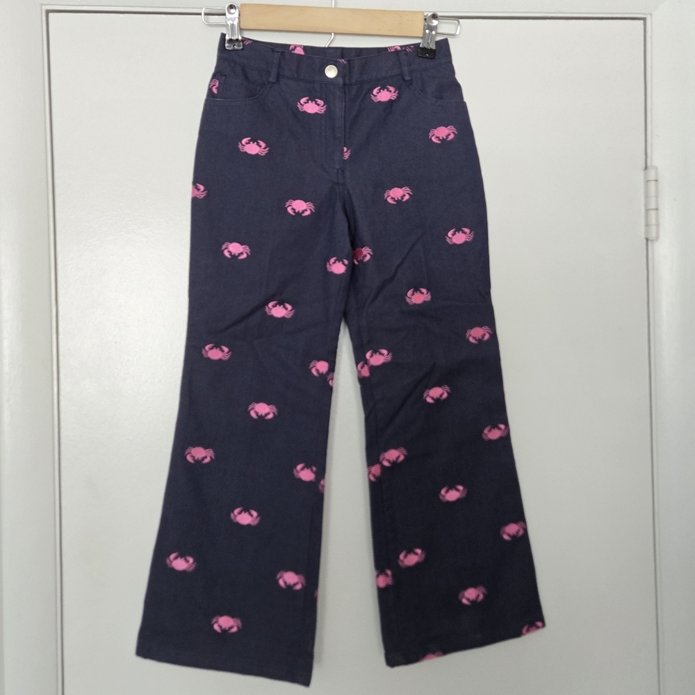 Lilly Pulitzer Pink Embroidered Crab Pants Size Girls 8